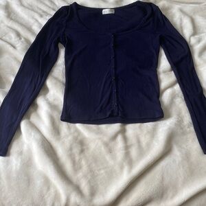 Navy Long Sleeve Top
